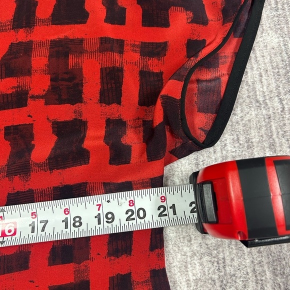 Lafayette 148 Womens 100% Silk Print Tunic Shirt Size S Red Black Short Sleeve - Picture 7 of 11
